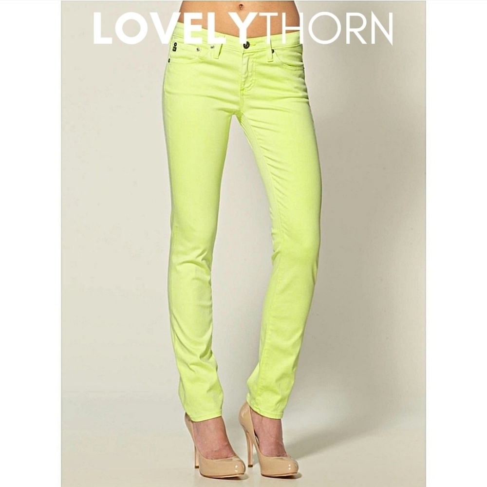 AG JEANS // ltd ed the stilt cigarette leg neon yellow sateen jeans - Picture 6 of 16